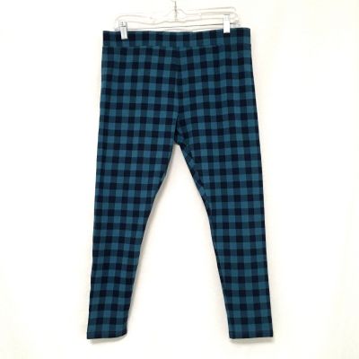 Style & Co Women's Petite Size PL Industrial Blue Plaid Mid-Rise Leggings