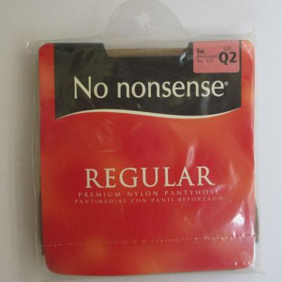 No Nonsense Regular Pantyhose Size Q2 Tan # 329 Reinforced Toe NEW in Package