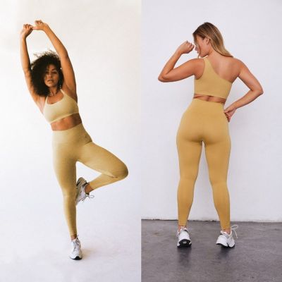 Set Active Sculptflex Leggings Cider Mustard Yellow Tan Size S/M Yoga Running