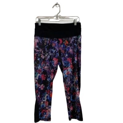 RBX Black Print Cropped Workout Leggings Sz L