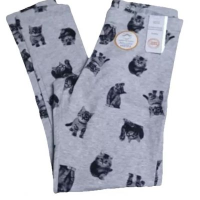 NWT WONDER NATION TOUGH COTTON GRAY CAT LEGGINGS WOMEN SIZE L/G 10-12