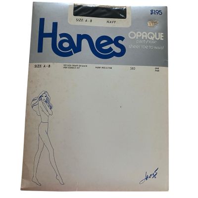 Hanes Pantyhose Women's Size AB Navy Opaque Sheer to Waist Style 580