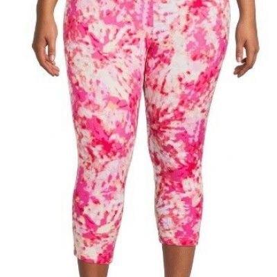 Terra & Sky NEW?Woman's PLUS High rise Capri legging size 1X~orange/pink tie dye