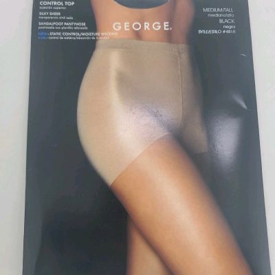 George Black Plus Silky Sheer Sandlefoot Control Top Pantyhose Style 4818 NEW