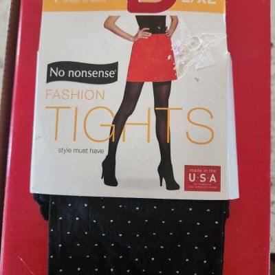 NWT Nonsense Black Tights With White  Dots Size Large/XL