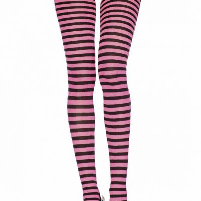 Tights Women's Pantyhose Black And Pink One Size Cheshire Cat Striped Patterned