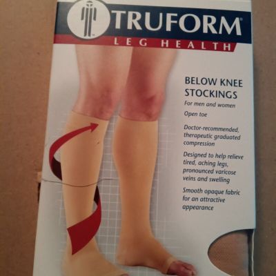 Truform Stockings Knee High Open Toe: 30-40 mmHg M BEIGE (0845-L) Below Knee