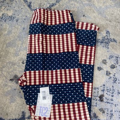 LuLaRoe TC2 American Flag Stars And Stripes Leggings Size 18-26 Tall & Curvy 2