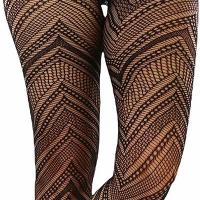 Women's Chevron Fishnet Tights Zig Zag Decorative Fashion Tights Pantyhose - ...