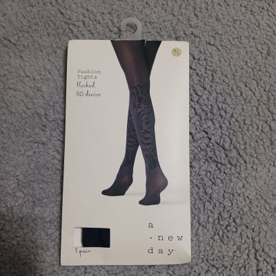 A New Day Black Flocked Fashion Tights Women's Size M/L