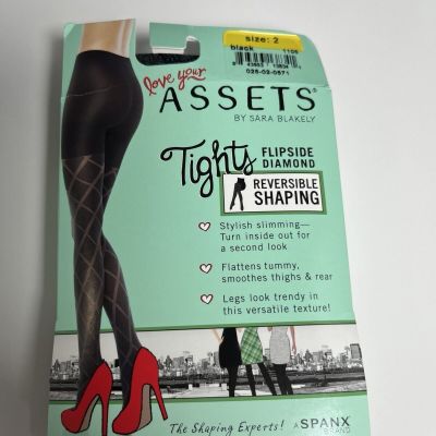 Love Your Assets Spanx Tights Size 2 Reversible Diamond Shaping Black New