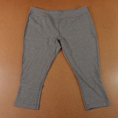 Athletic Works Womens Size 1X (16W-18W) Heather Gray Mid Rise Capri Leggings New