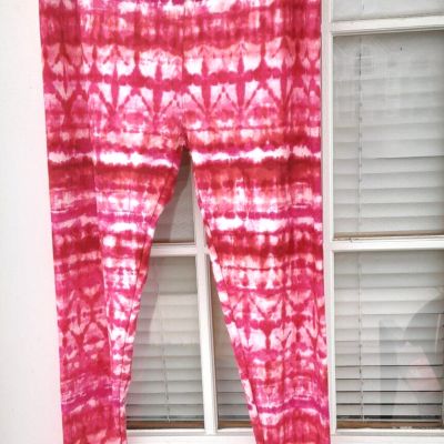 NEW LuLaRoe Leggings Tall Curvy TC Bright Pink White Tie Dye Fits 12-16/18