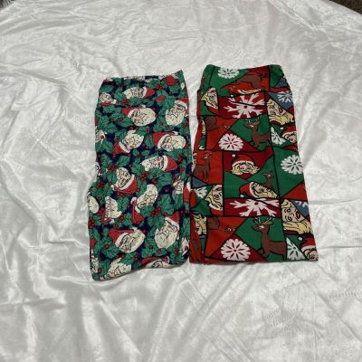 NWOT Lot Of 2 Women’s Lularoe Christmas Pat. Tc2 Tall&curvy 2 Sz 20-26