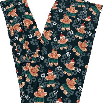 LuLaRoe Womens Leggings Size TC2 Gingerbread Hawaiian Christmas 18+ Plus NWT