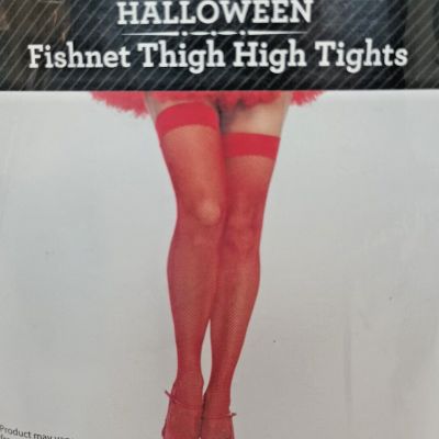 Red Fishnet Thigh High Halloween Costume Stockings Woman 1 Size Fits Most New