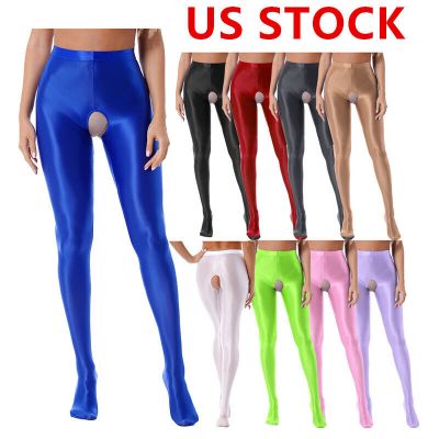 US Women Shiny High Waisted Lingerie Opaque Pantyhose Shimmery Tights Yoga Pants