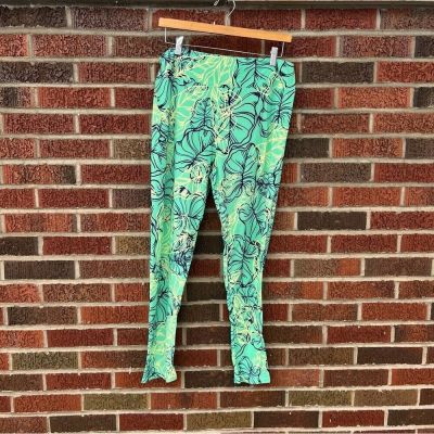 LuLaRoe Bright Green Banana Leaf Patterned Mid Rise Leggings