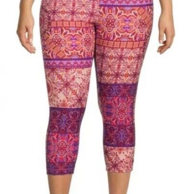 Terra & Sky  NEW?Woman's PLUS Capri legging's size 0X~purple/peach/pink floral