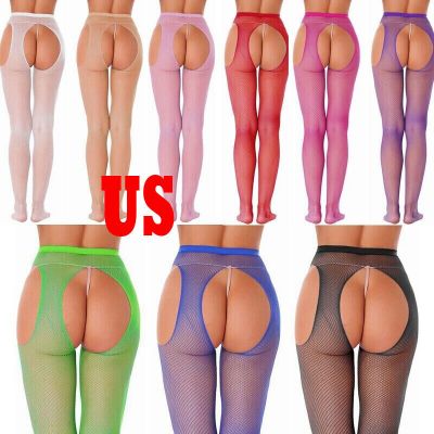 US Women Sexy Crystal Fishnet Stocking High Waist Tights High Waist Pantyhose