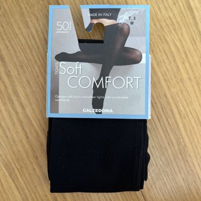 calzedonia soft comfort black opaque tights size T3 Medium