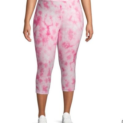 Terra & Sky Plus Size Soft  Pink Tie Dyed Capris  Leggings 3X (24W-26W) NWT