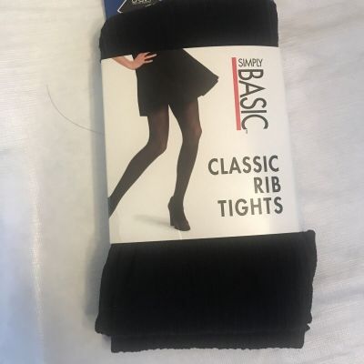 VTG Simply Basic Classic Rib Tights Opaque SB452 Black Fits Size 4 Queen