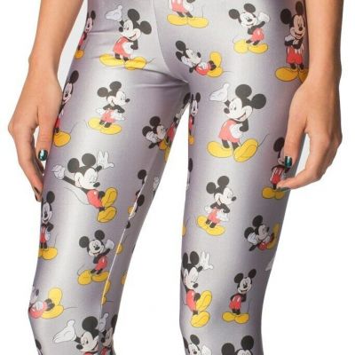 Mickey Mouse Repeat Print Gray Casual Style Leggings For Yoga & Pilates OSFM