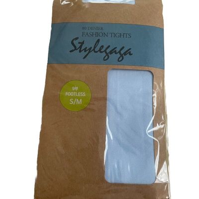 Stylegaga Footless Tights Baby Blue Size S/M New 80 Denier Globalegg Fashion