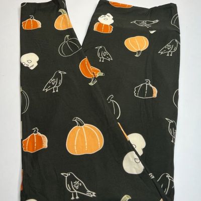 NEW LuLaRoe TC Leggings GREEN ORANGE Pumpkin SKULL Bird Raven Crow AUTUMN Fall