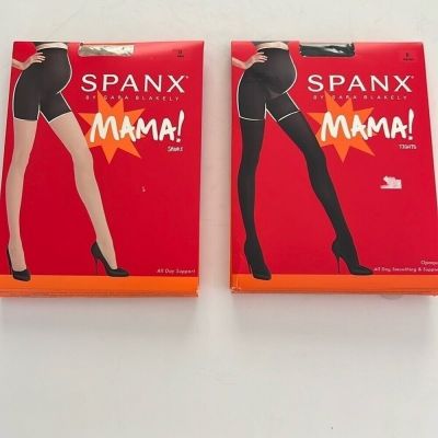 Spanx maternity nude short and black tights size D and NWOT