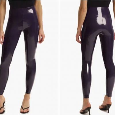 Commando Faux Patent Leather High Shine Abergine Purple Leggings Size Medium