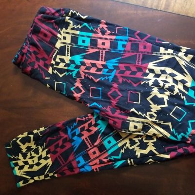 LuLaRoe Leggings OS, Yellow/Red/Green/Blue/Orange Abstract Geometric, NWT