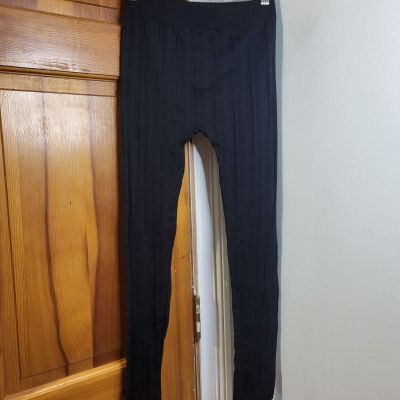 Women's Winter Baselayer Warm Textured Footless Tights Black Sz S/M