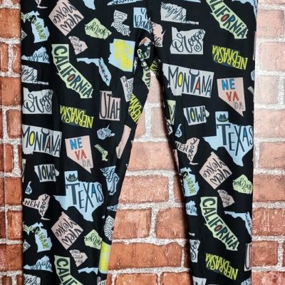 LuLaRoe Women's American States Elastic Waist Leggings Size T/C Tall Curvy