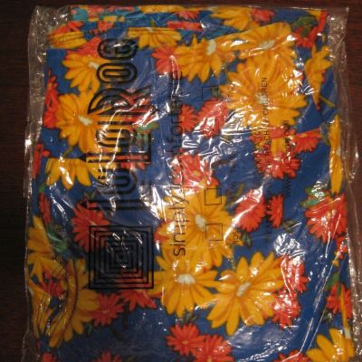 LuLaRoe Leggings OS Floral Daisy Daisies Bright Blue Yellow Pink NWT New