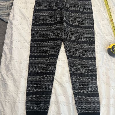 Aspen XL black white fair isle knit leggings NWT