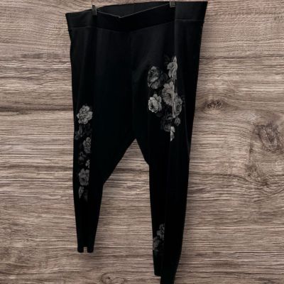 Torrid Crop Black Leggings Women’s Plus Size 4 High Waisted Floral Accents