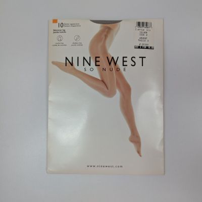 Nine West So Nude Shimmer Leg Control Top Pantyhose Nylons Silver Size 3