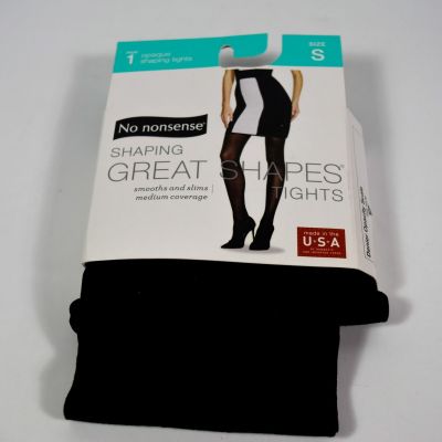 1 No Nonsense Great Shapes BLACK Control Top Opaque Shaping Tights Size Small