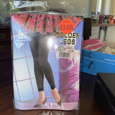 NEW Golden Legs Black Fishnet Footless Lace Elastic Tights ONE SIZE Vintage 80's