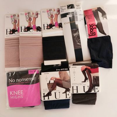 Lot 8 Pcs Hosiery: Leggs No Nonsense Evan-Picone Hue Knee Highs Tubes Tights