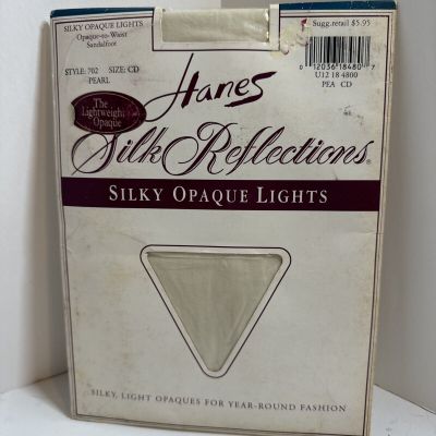 Hanes Silk Reflections Silky Opaque Lights Sandalfoot Style 702 Pearl Size CD