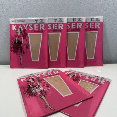 VINTAGE Kayser Hosiery Seamless-Clear Beige Sz10 X 6 *NEW