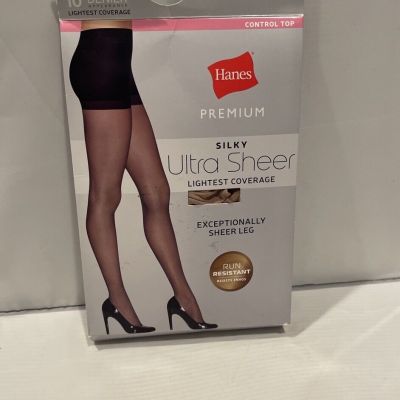 Hanes Premium Silky Ultra Sheer Light Coverage Pantyhose Size Large Nude *1 Pair