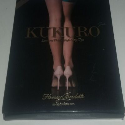 Honey Birdette Kukuro Jade Stockings Luxury Thigh High Stay Ups Size Large new