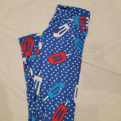 LuLaRoe OS AMERICANA July 4th BLUE Patriotic POPSICLE Leggings