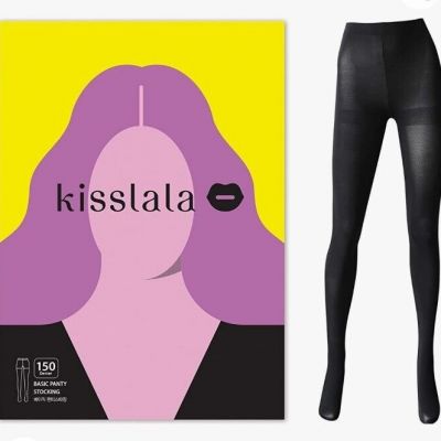 KISSLALA BLACK TIGHTS/ PANTY HOSE  150 DENIER SOFT & COZY! NEW! Sz. Sm-L