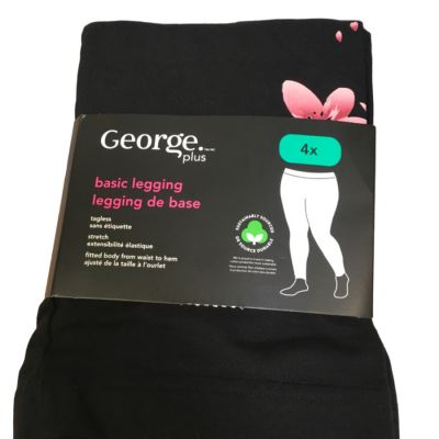 George Plus Leggings Skinny Black With Flower Print Size 4X NEW