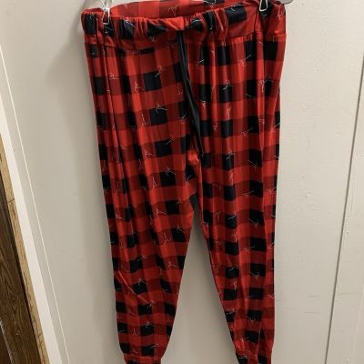 Leggings Red Plaid 2XL Waist 35” Inseam 29” High Rise